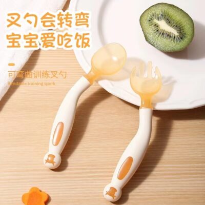 Muỗng Xoắn Nano Màu Sắc Có Thể Gập Lại Muỗng Nĩa Cho Bé Tập Ăn Trái Cây Muỗng Nĩa Thực Phẩm Bổ Sung Bộ Đồ Ăn Bán Buôn