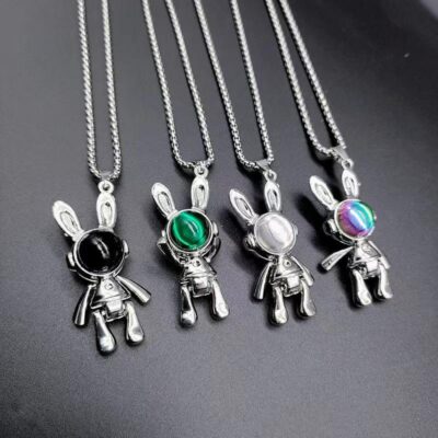 Di Động Cơ Thỏ Vòng Cổ Ins Nam Nữ Hip-Hop Mặt Dây Chuyền Phụ Kiện Opal Thỏ Tất Cả Trận Áo Len Dây Chuyền