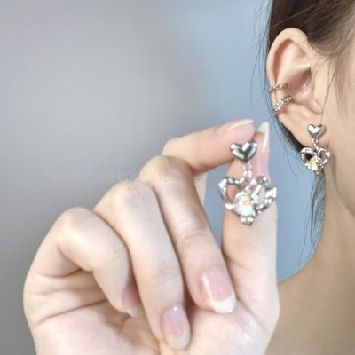 Dung nham Gradient Đá mặt trăng Bông tai tình yêu dành cho nữ Sáng tạo cao cấp Bông tai nhỏ tinh tế Nhẹ nhàng Khí chất sang trọng Phụ kiện đa năng