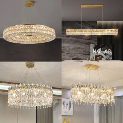 Ánh sáng mới sang trọng pha lê phòng khách đèn chùm đèn chính hiện đại phòng ngủ tối giản nhà hàng thiết kế đèn Trung Sơn đèn