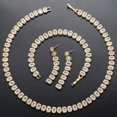 Xuyên biên giới sản phẩm mới siêu nhỏ đính kim cương T vòng cổ vòng cổ vòng tay bông tai ánh sáng sang trọng thời trang nữ bộ trang sức VL267