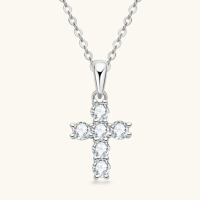 Xuyên biên giới dành riêng cho ins chéo Vòng cổ kim cương Moissanite thời trang retro Pháp mặt dây chuyền bạc 925 dây chuyền xương đòn không phai màu