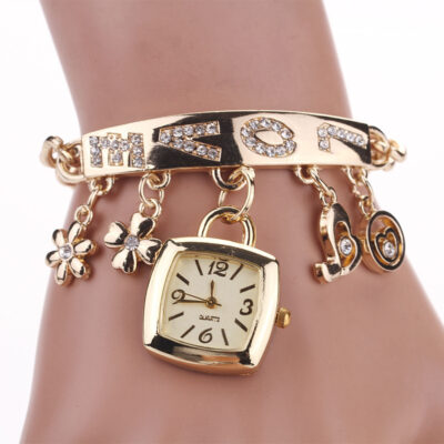 Aliexpress Ngoại Thương Bán Chạy Nhất Thời Trang Hợp Kim Kim Cương Mặt Dây Chuyền Vòng Tay Đồng Hồ Nữ Cao Cấp Đồng Hồ Đồng Hồ Thời Trang