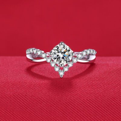 Moissanite giả trực tiếp đăng quang nhẫn đôi tình yêu mẫu nam và nữ bốn móng một cặp vương miện nhẫn kim cương cầu hôn một carat