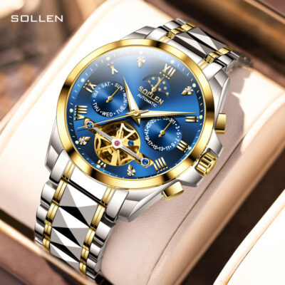 SOLLEN Solon cá nhân hóa đa chức năng mô hình kinh doanh thép vonfram nam đồng hồ cơ nhà máy cung cấp trực tiếp SL809