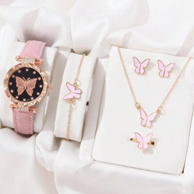 Phiên bản Hàn Quốc của ánh sáng sang trọng đơn giản đồng hồ nữ thích hợp đồng hồ đeo tay nữ ánh sáng sang trọng đồng hồ đeo tay nữ phong cách retro thích hợp bướm đồng hồ thạch anh nữ