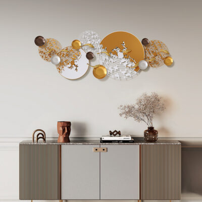 Mặt dây chuyền trang trí phong cách Trung Quốc mới sofa phòng khách nền tường sắt rèn treo tường ba chiều kim loại sáng tạo mặt dây chuyền trang trí