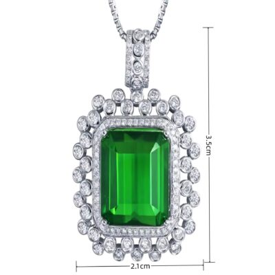 Sống Bán Chạy Nhất Giả Tourmaline Xanh Tự Nhiên Mặt Dây Chuyền Mạ Vàng 18K Rỗng Dát Vuông Ngọc Lục Bảo Mặt Dây Chuyền Vòng Cổ Chuỗi