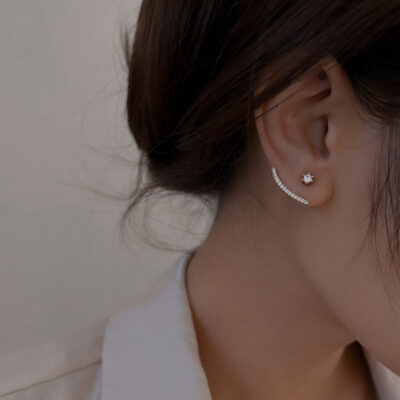 Bông tai zircon treo sau Dongdaemun của Hàn Quốc dành cho nữ mùa hè mới bông tai thích hợp độc đáo khí chất trang sức tai cao cấp