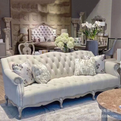 Tour du lịch Pháp phong trào đồ nội thất nghệ thuật sofa kết hợp American retro rắn gỗ chạm khắc phòng khách sofa ba người