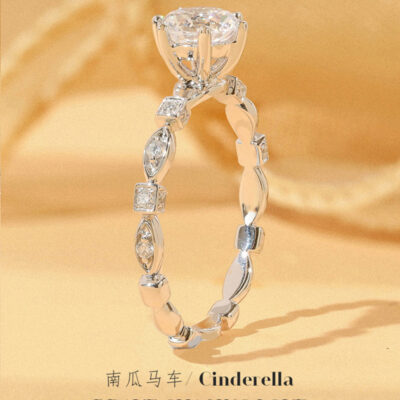 Douyin Nguồn Sống 1 Carat Zircon Giả Moissanite Nhẫn Thời Trang Đơn Giản Bí Ngô Xe Ngựa Đề Xuất Nhẫn Kim Cương