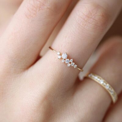 Xu hướng thời trang 9 viên kim cương mới xuyên biên giới châu Âu và châu Mỹ trang sức nữ quý phái và thanh lịch trang sức hình học