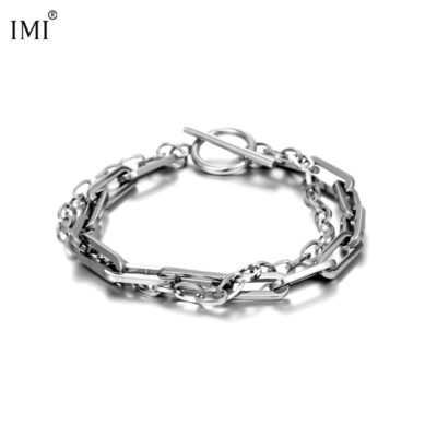 IMI vòng tay thép titan nam hợp thời trang Ins niche trang sức nam thờ ơ nữ trang sức hip-hop tay đơn giản trang sức YL370