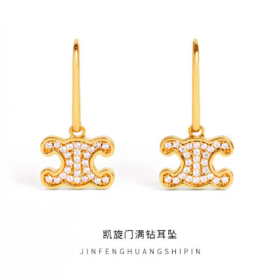 Bông tai Arc de Triomphe 22 thu đông mới bông tai khảm đá zircon mặt dây chuyền Pháp ánh sáng trang sức cao cấp bông tai nữ giác cao cấp