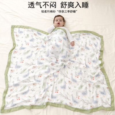 Bông tre 4 lớp gạc lò xo chăn loại A chăn ngủ trưa cho bé khăn tắm xuân hè điều hòa không khí chăn khăn bán buôn