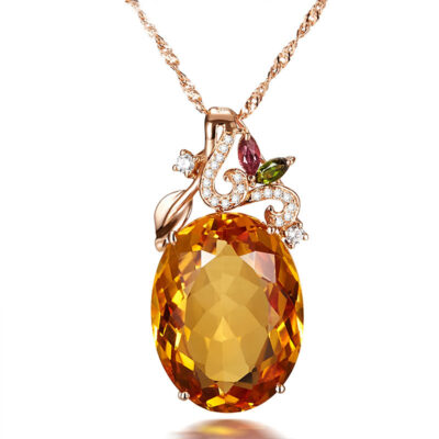 Sống Mới Sâm Banh Kim Cương Morganite Mặt Dây Chuyền 15X20 Kích Thước Lớn Mô Phỏng Ruby Ngọc Lục Bảo Vòng Cổ Nữ
