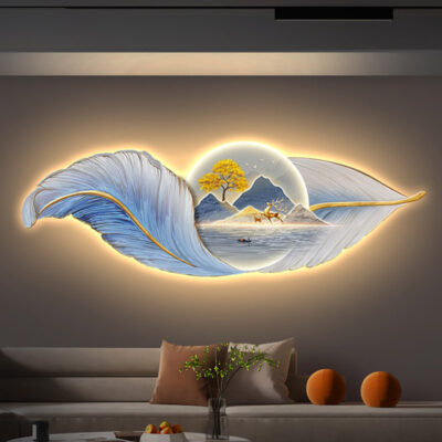 Tranh trang trí phòng khách nhẹ nhàng sang trọng không khí hiện đại tranh phong cảnh nền sofa tranh treo tường cảm giác tiên tiến lông vũ phòng ngủ treo tranh