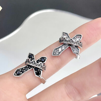 Nhẫn mở chéo phong cách retro nam thiết kế thích hợp thời trang cũ nhẫn nữ cá tính hip hop