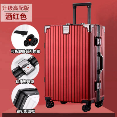 Hộp đựng xe đẩy khung nhôm loại lớn bánh xe đa năng vali du lịch 24 inch khóa kết hợp lên máy bay