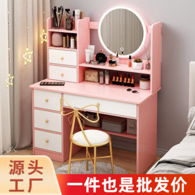 Bàn trang điểm nhà chung cư nhỏ phòng ngủ bàn trang điểm tối giản hiện đại tiết kiệm lưới đỏ ins bàn trang điểm bé gái