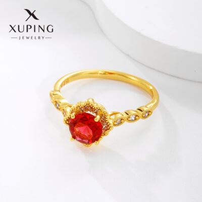 Xuping trang sức quốc tế Pháp ánh sáng cổ điển sang trọng thích hợp thiết kế lựu bốn móng nhân tạo nhẫn đá quý bán buôn phụ nữ
