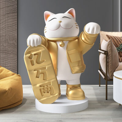 Phòng khách mèo may mắn sáng tạo chào đón đồ trang trí từ trần đến sàn quy mô lớn bên cạnh tủ tivi phụ kiện nhà tân gia quà tặng nhà mới