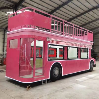 Xe bus hai tầng xe ăn uống thương mại nhà hàng di động đa năng cà phê trà sữa xe bán hàng xe lưới trại đỏ xe cắm trại
