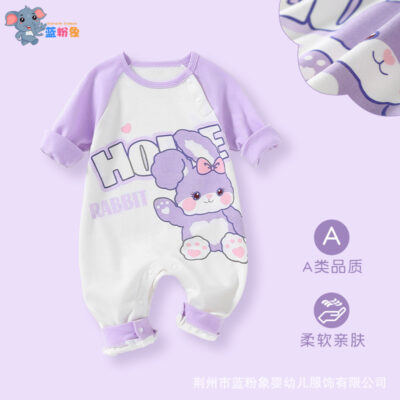 Bộ áo liền quần cho bé Quần áo sơ sinh cho bé tập đi mùa xuân và mùa thu trăng tròn siêu dễ thương năm mới Bộ đồ ngủ cho bé Bộ áo liền quần Lời chào năm mới Quần áo mùa thu đông