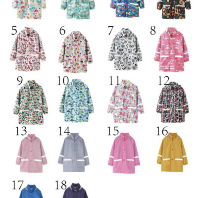 Mùa mưa mới áo khoác trẻ em áo mưa in hình dễ thương có mũ trùm đầu dài vừa phải có túi áo khoác vui chơi dưới nước ngoài trời