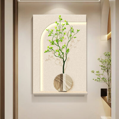 Bức tranh trang trí hiên nhà màu kem gió sa thạch ba chiều bức tranh đèn phát sáng cây xanh hành lang treo bức tranh tường phòng khách bức tranh tường