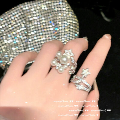 Bạch Tuyết Ngôi Sao Ngọc Trai Đá Quý Vòng Mỹ Mỹ Cắt Mạ Vàng 18K Sao Băng Đính Đá Zircon Vòng Cổ