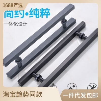 Kính tay nắm cửa inox cửa ống vuông tay nắm cửa gỗ cặp vàng titan vàng hồng vàng đen dày tay vịn