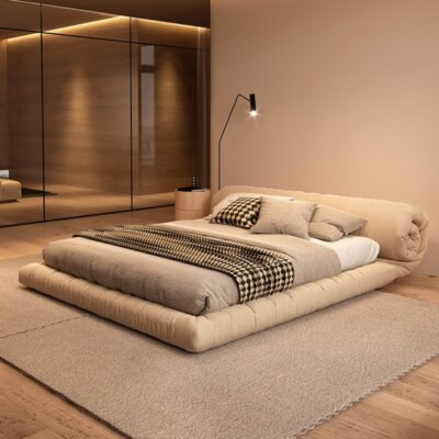 Tufty tatami vải giường treo giường phòng ngủ chính hiện đại tối giản phong cách Nhật Bản giường đôi phong cách wabi-sabi
