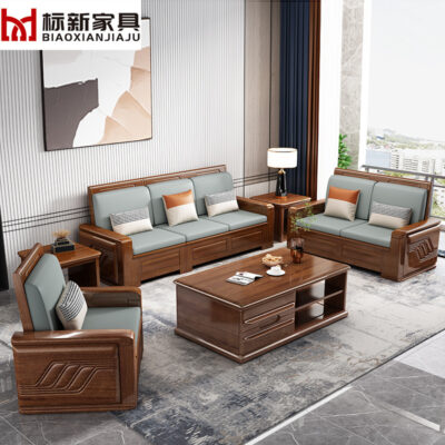 Sofa gỗ nguyên khối phong cách Trung Quốc mới phòng khách gỗ đàn hương đỏ phòng khách căn hộ nhỏ Đẹp sang trọng nhiều người đồ nội thất bằng gỗ ghế sofa kết hợp