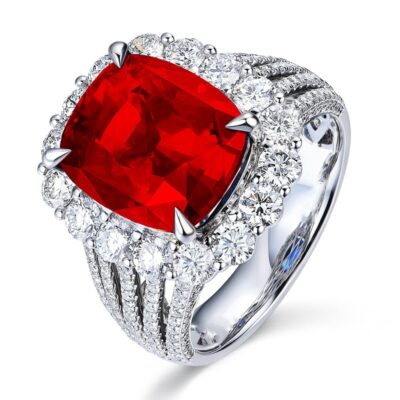 Nhẫn đính đá ruby hoàng gia tự nhiên nguyên khối 5 carat mạ vàng 18k giả kim cương sống nhẫn nữ