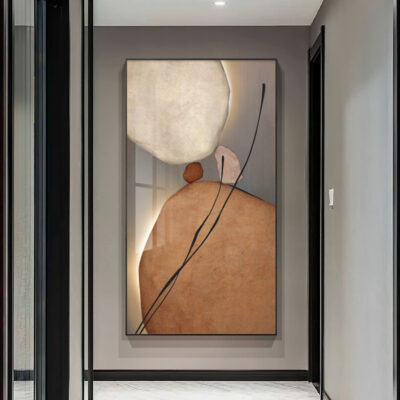 Đá chạy hiên tranh trang trí ánh sáng hiện đại sang trọng lối vào cửa ảo treo tranh trừu tượng tài lộc ý nghĩa tốt bức tranh tường