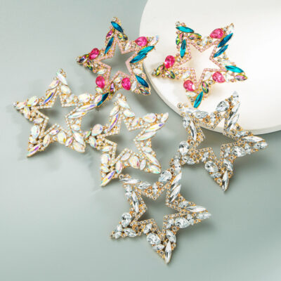 Thương mại nước ngoài Châu Âu và Châu Mỹ mới sáng tạo hình học giọt nước acrylic khoan bông tai thời trang hợp thời trang phụ nữ siêu đèn flash bông tai bông tai bán buôn