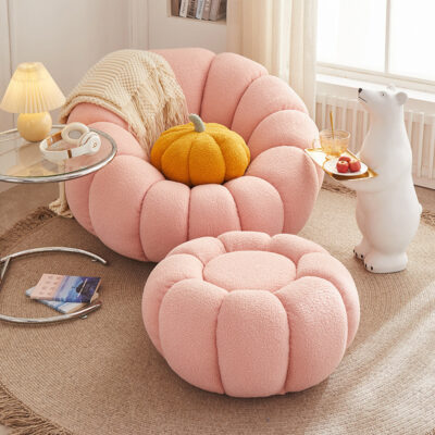 Sofa Lười Bí Ngô Ghế Tất Nam Đơn Thịt Cừu Nhung Hồng Dễ Thương Phòng Ngủ Ban Công Nhỏ Ghế Sofa