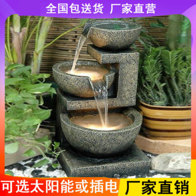 Đài phun nước năng lượng mặt trời non bộ vườn sân ban công trang trí ao cá cảnh quan ngoài trời cảnh quan nồi gốm nước chảy đồ trang trí