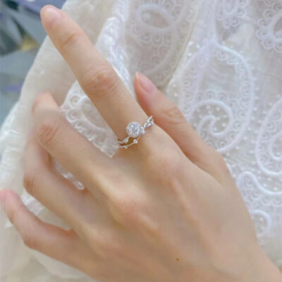 Canruo ngôi sao nhẫn kim cương Moissanite bạc nữ vàng 18K nhóm thiết kế hốc khảm cầu hôn đám cưới cổ tích nhẫn giả