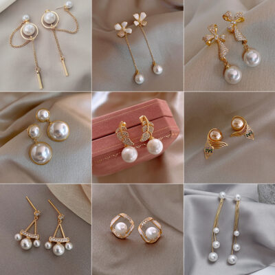 Bông Tai Ngọc Trai Bạc 925 Kim Bông Tai Thanh Lịch Thời Trang Tính Khí Ins Ngách Cao Cấp Cô Dâu Bông Tai Bán Buôn