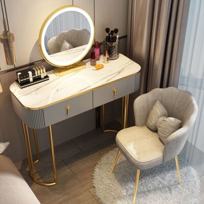 Bàn trang điểm Bắc Âu ánh sáng phong cách sang trọng phòng ngủ nhà tối giản hiện đại bàn trang điểm nhỏ lưu trữ tích hợp bàn phong cách ins
