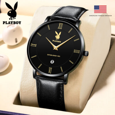 Đồng hồ Playboy siêu mỏng thời trang siêu mỏng xu hướng sinh viên khóa pin đồng hồ thạch anh nam chống nước đơn giản