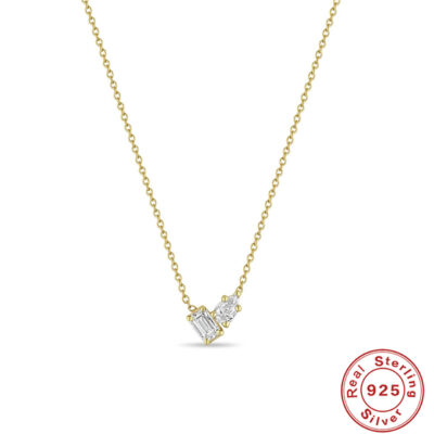 S925 sterling bạc siêu flash kim cương tinh tế hỗn hợp lê cắt zircon vòng cổ châu Âu và Mỹ bán chạy INS phong cách dây chuyền xương đòn