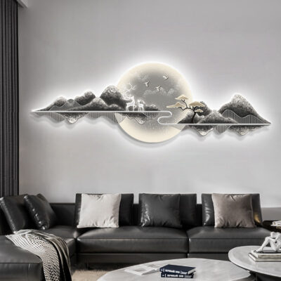 Ánh sáng hiện đại sang trọng trang trí phòng khách tranh đèn led tranh cảm giác sofa nền tường treo tranh bức tranh phát sáng trong khí quyển