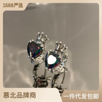 Ban Đầu Bạc S925 Thiết Kế Độc Đáo Retro Thái Nhiều Màu Sắc Đính Đá Zircon Tình Yêu Bông Tai Bông Tai Nữ Ánh Sáng Sang Trọng Cao Cấp Ý Nghĩa