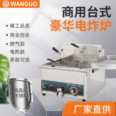 Nồi chiên điện hai xi-lanh đơn để bàn thương mại Nồi chiên chân gà chiên cánh gà Khoai tây chiên công suất siêu lớn đa chức năng dày