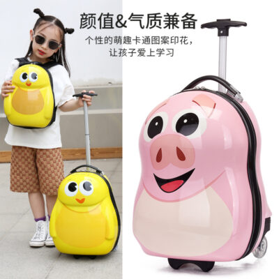 2023 Xe Đẩy Trẻ Em Nam Nữ Vali Nhỏ Vỏ Trứng Đa Năng Bánh Xe 3D Dễ Thương Vali Ba Lô Trẻ Em