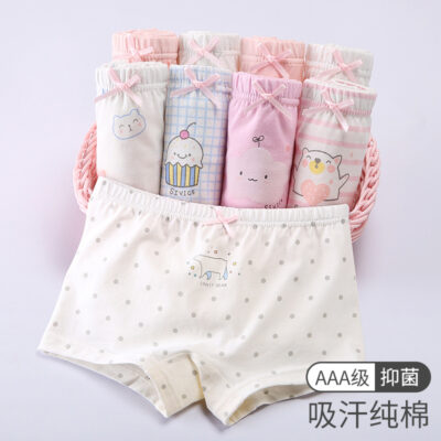 Quần lót trẻ em cotton nữ trẻ em hoạt hình quần lót boxer nữ bé lớp A kháng khuẩn quần lót boxer quần bé gái
