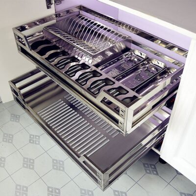 Bếp Inox 304 2 Lớp Đệm Giảm Chấn Rổ Kéo Tủ Ngăn Kéo Gia Vị Rổ Kéo Món Ăn Giá Để Đồ